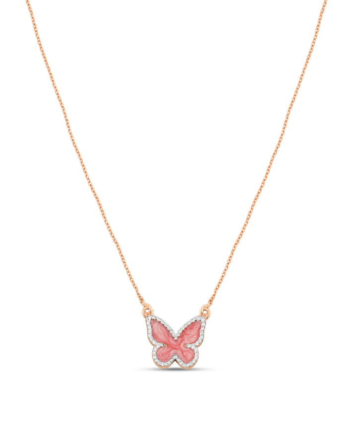 Butterfly with enamel pendant