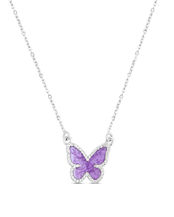 Butterfly with enamel pendant